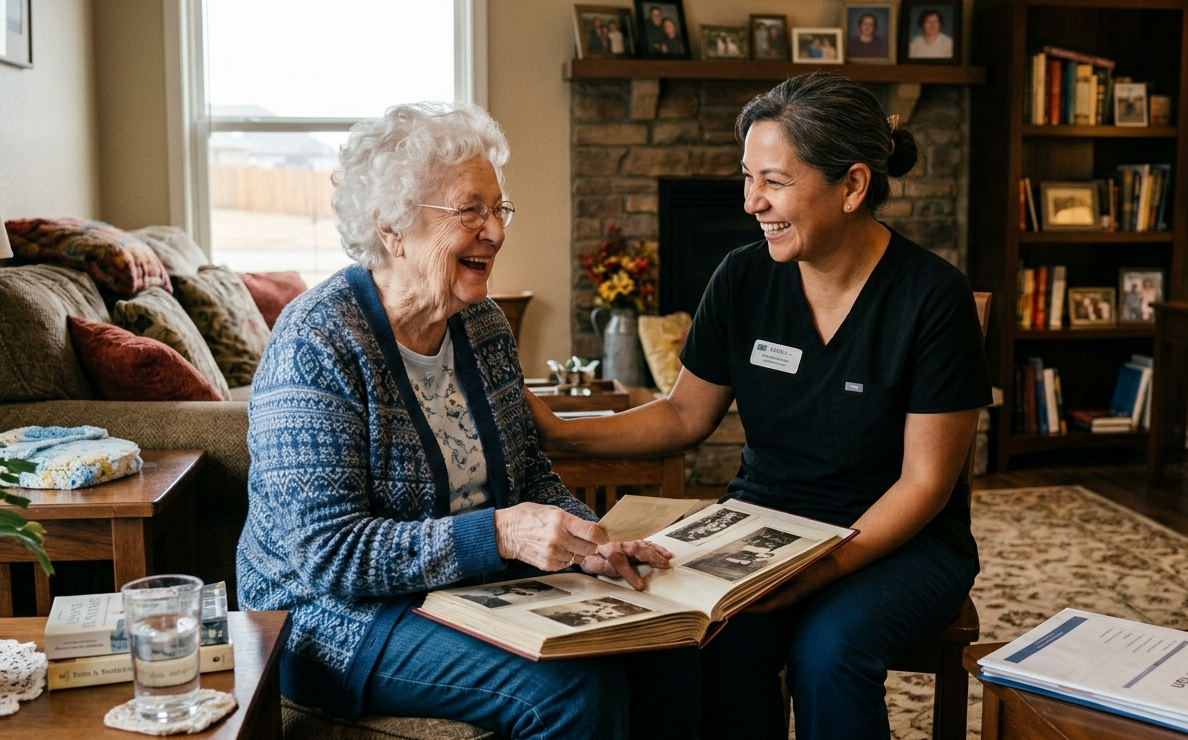 Family at home with caregiver