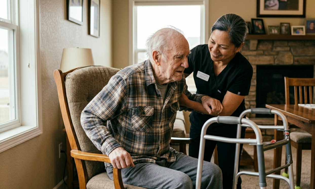 Elderly man receiving home care